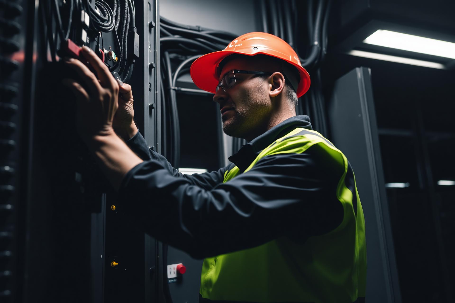 Auckland electrician working on a switchboard